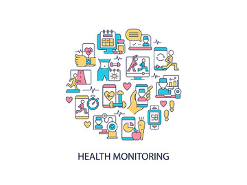 Health monitoring abstract color concept layout with headline preview picture