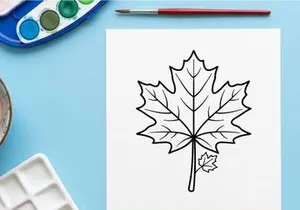 Ilustração detalhada de uma folha de bordo. Desenho botânico artístico para temas naturais.