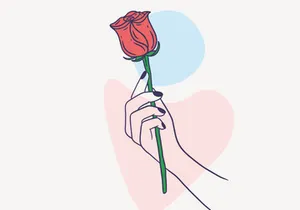 Women Hand Give a Flower, Vector Illustration