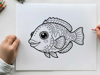 Cute cartoon fish smiling vector illustration flat design