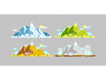 Mountain and house flat color vector objects set preview picture