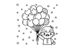 Child holding colorful balloons vector illustration flat design