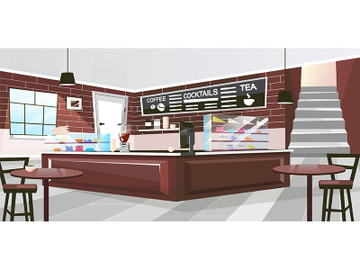 Retro restaurant inside flat vector illustration preview picture