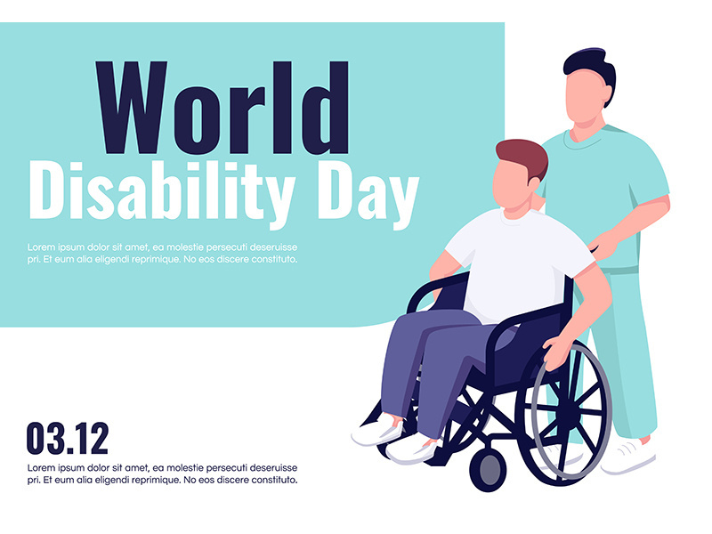 World disability day banner flat vector template