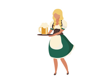Barmaid wearing authentic outfit semi flat color vector character preview picture