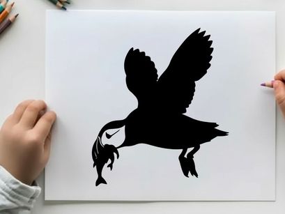 Silhouette of an eagle catching a fish in mid air