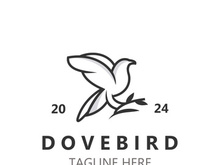 Dove bird elegant flying logo design Nature Wildlife Label style vintage image