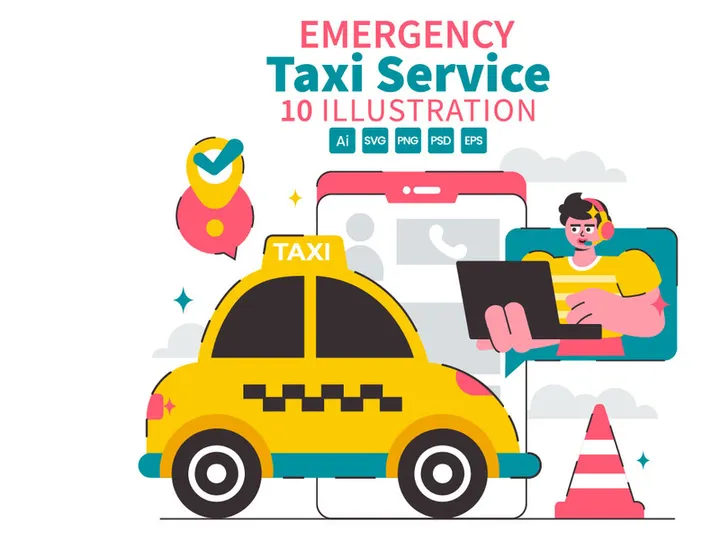 10 Emergency Taxi Service Illustration