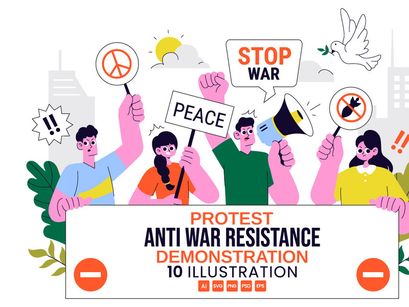 10 Anti War Resistance Demonstration Illustration