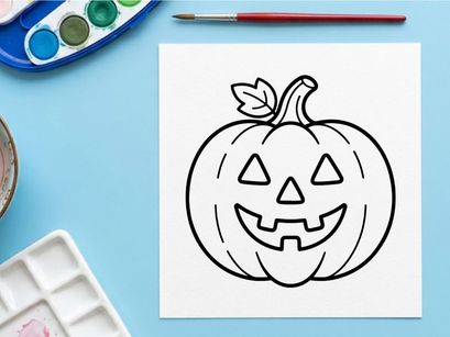 Calabaza de Halloween dibujada a mano con diseño de cara alegre. Ilustración de calabaza de dibujos animados para decoraciones otoñales festivas y manualidades para niños.