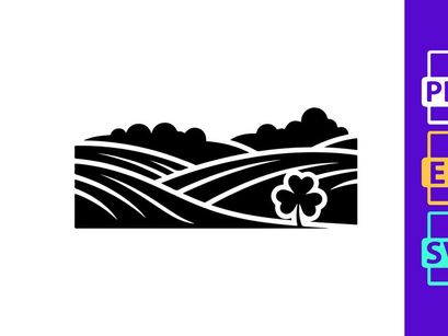 Black and white Irish clover badge vector minimalist design