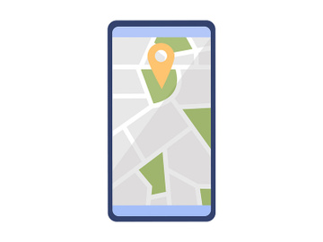 Map on mobile phone semi flat color vector object preview picture