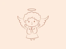cute little girl angel hand draw doodle wings flying