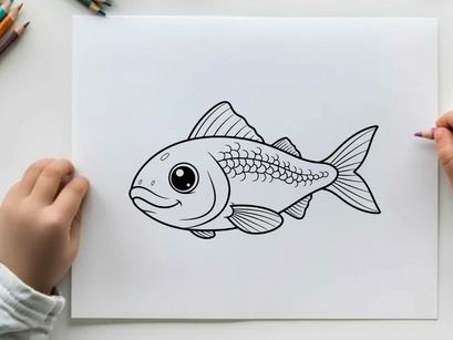 Cute smiling fish cartoon vector illustration flat design