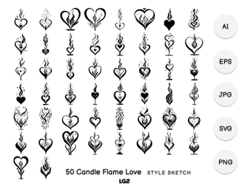 Candle Flame Love Element Draw Black preview picture