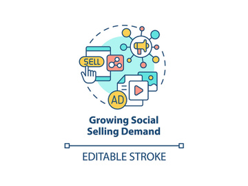 Growing social selling demand concept icon preview picture