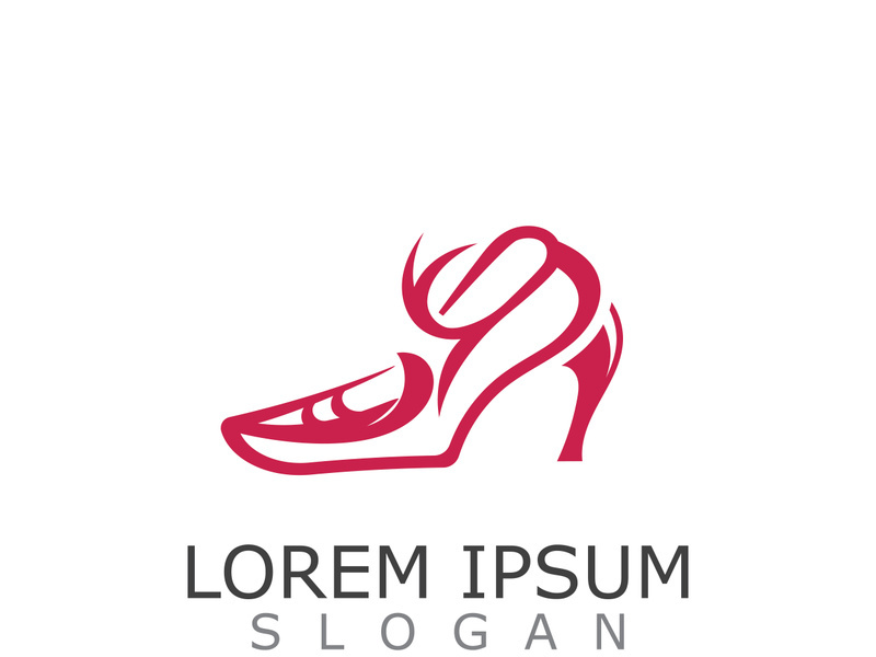 Women shoes logo design High heel fashion shop icon vector for business store