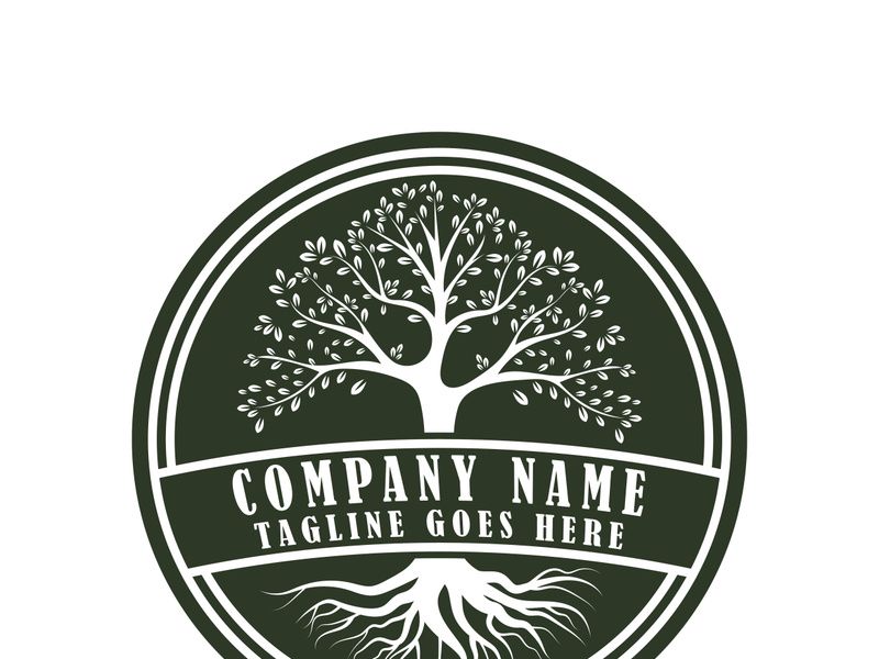 Root Leaf Family Tree of Life Oak Banyan Maple Stamp Seal Emblem Label logo design vector