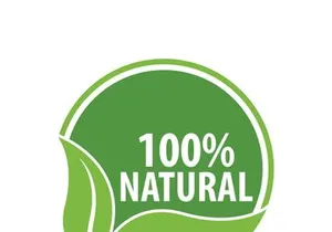 100% Natural and organic product badge vector green icon
