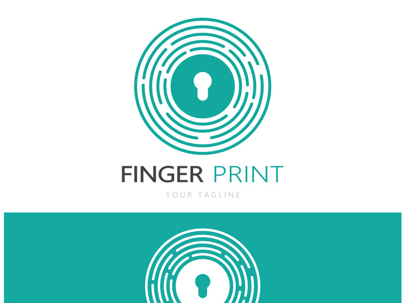 simple flat fingerprint logo,for security,identification,badge,emblem,business card,digital,vector