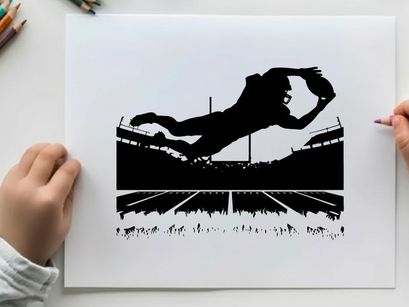 Athlete silhouette jumping over hurdle in stadium silhouette