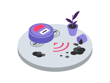 Robotic vacuum cleaner isometric color vector illustration preview picture