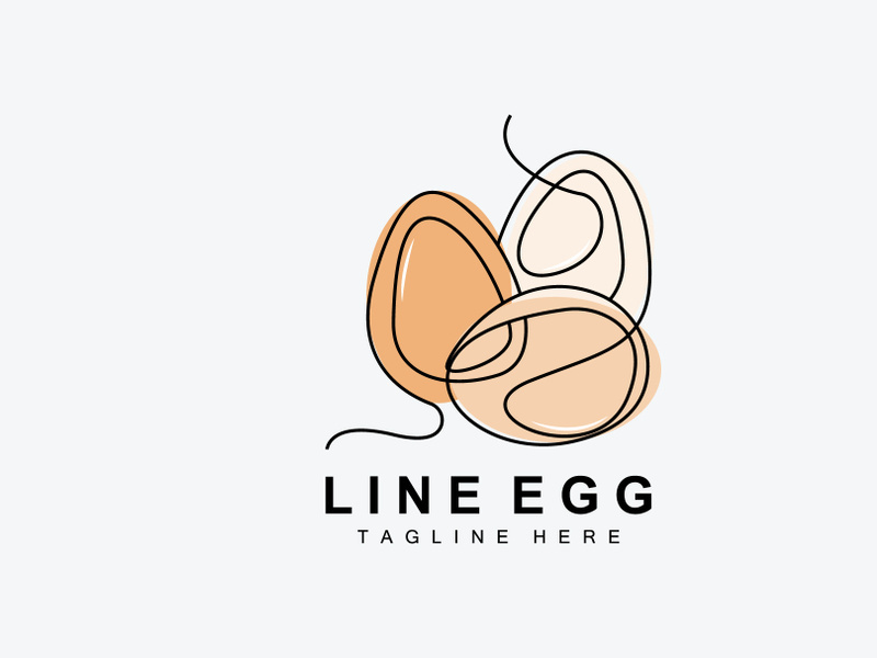 Egg logo design template. Natural Food Vector Of Egg Laying Animals. Line Art Design Logotype.