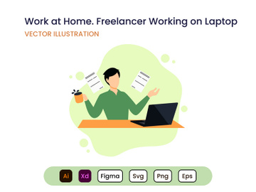 Working at Home. Freelancer working on Laptop preview picture