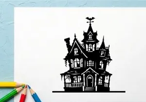 Geisterhaus-Vektorillustration für gruselige Halloween-Themen