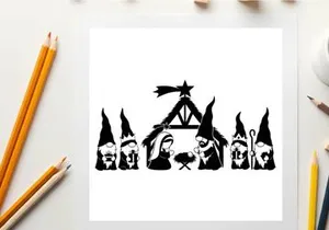 Nativity scene silhouette with holy family and star of bethlehem