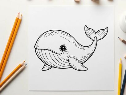 Smiling whale underwater vector illustration flat design