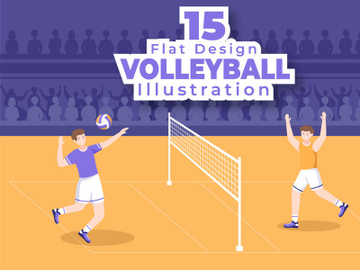 15 Volleyball Player Cartoon Illustration preview picture