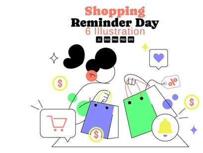 6 Shopping Reminder Day Illustration
