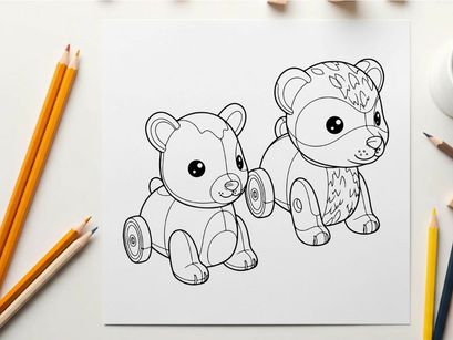 Cute teddy bears playing vector illustration flat design