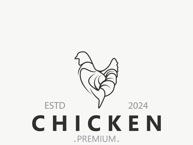 Chicken Farm logo design, animal icon for groceries, butcher shop, farmer market livestock template