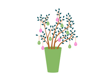 Easter egg tree semi flat color vector object preview picture