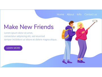 Make new friends landing page vector template preview picture