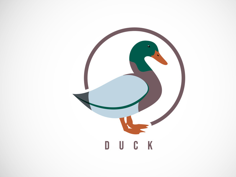 Duck in a circle. Duck logo design template vector ~ EpicPxls