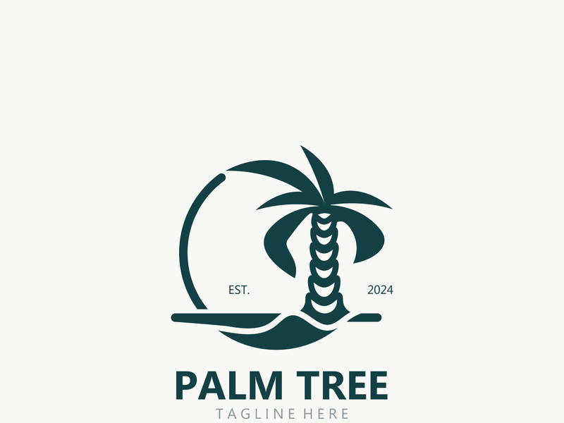 Palm tree simple and modern premium logo design. abstract icon palm beach illustration