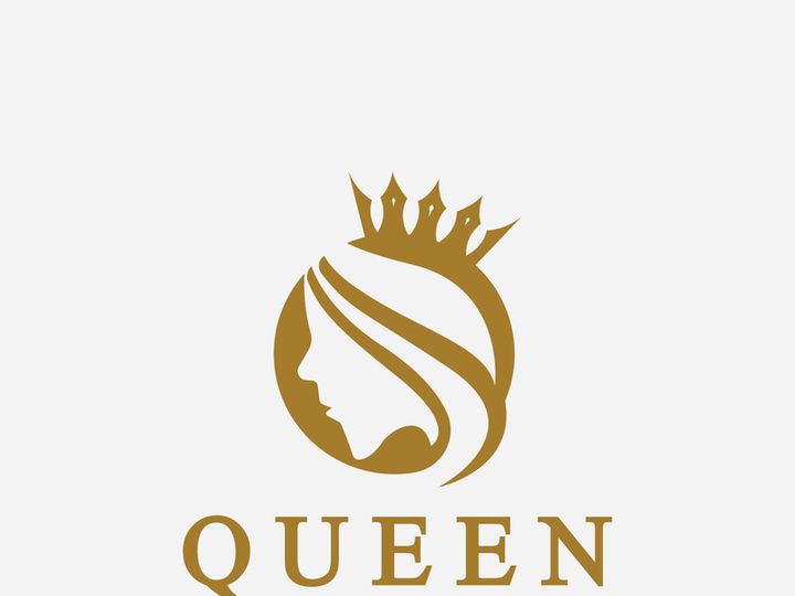 Beautiful face queen icon logo.for queen logo.Beauty woman hair salon golden logo. cosmetic, skin care business logo