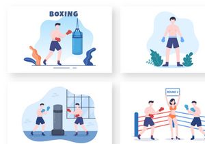 9 Professional Boxing Cartoon Illustration