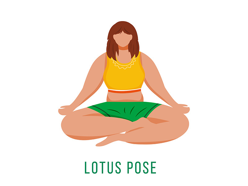 Lotus pose flat vector illustration