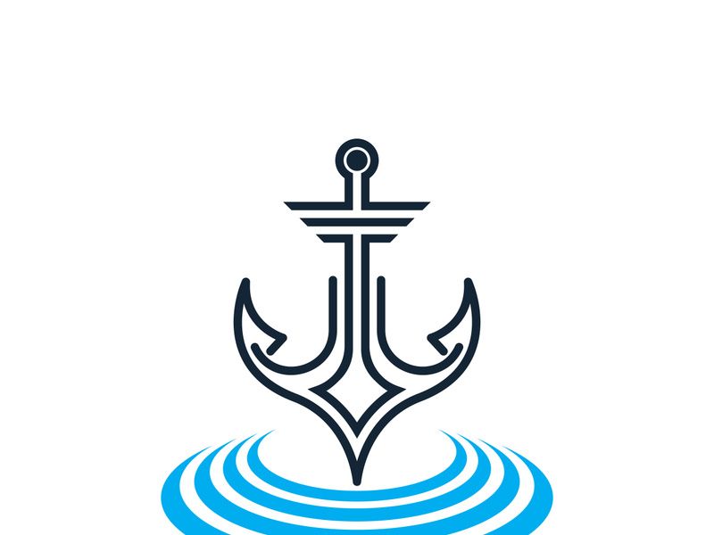Anchor logo icon boat ship marine navy design vector