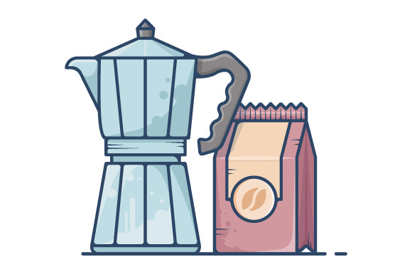 Italian Coffee Maker Illustration