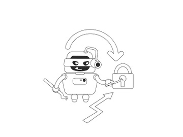 Hacker bot thin line concept vector illustration preview picture