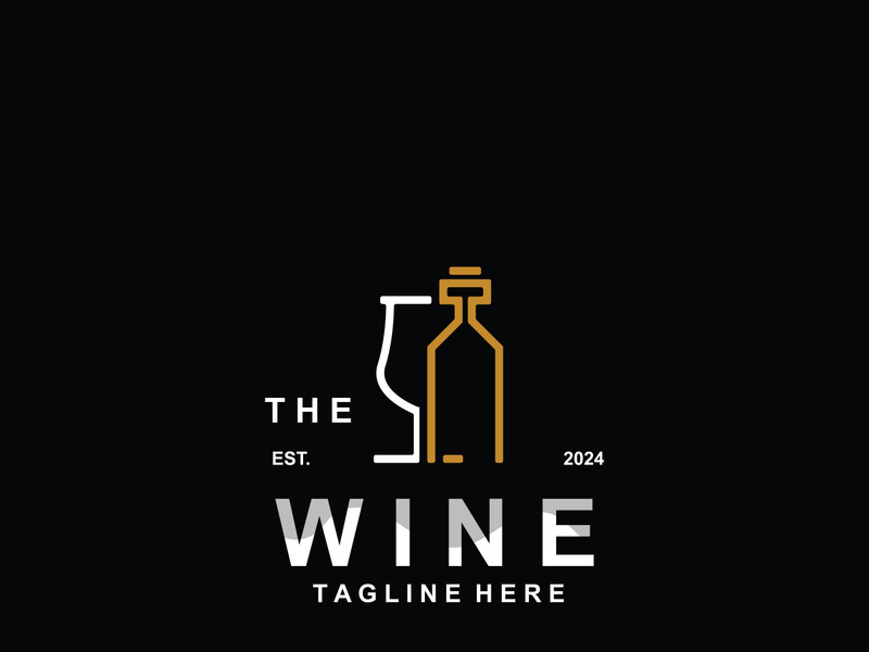 Wine drink Vintage logo label with glass or beer premium, bars, clubs, cafes company