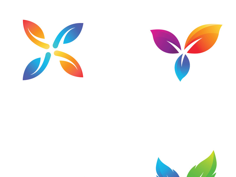 Colorful natural leaf logo design.