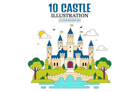 10 Castle Vector Illustration