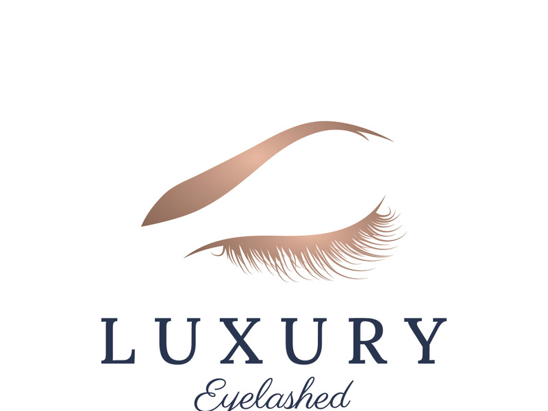 Luxurious and colorful eyelash extension logo.