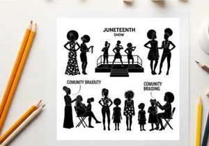 Juneteenth celebration silhouette community braiding event